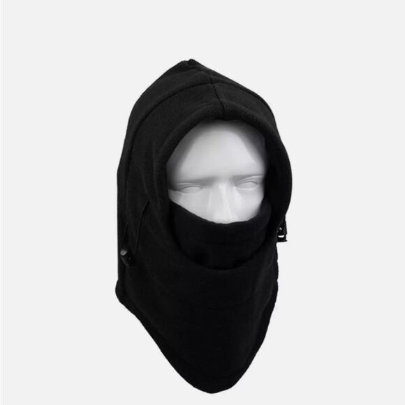 2 Pack Black Winter Fllece Ski Full Face Mask Adjustable Neck Warmer Hood Cap - Picture 7 of 8